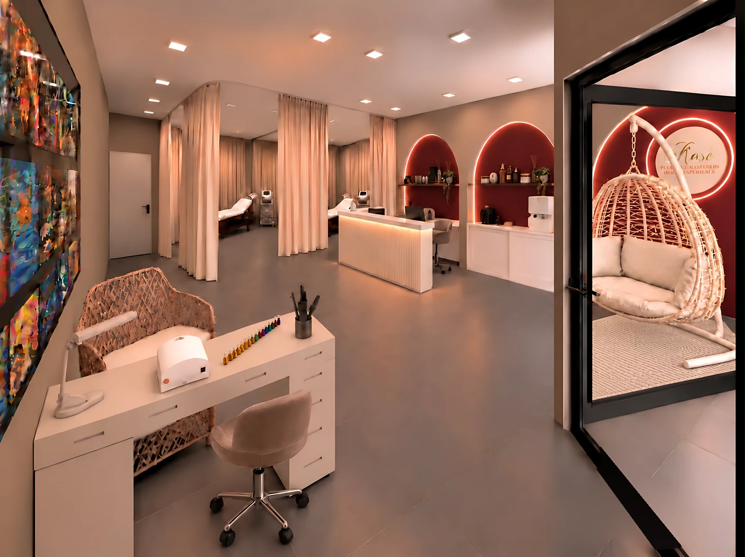Beauty area per manicure e attesa (render di progetto)